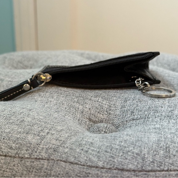 Coach Signature Canvas SMALL Skinny Coin/ ID Card Holder with Key Ring - Picture 3 of 5